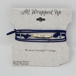 NWT STERLING SILVER BLUE WRAP BRACELET ALL WRAPPED UP WISDOM STRENGTH COURAGE